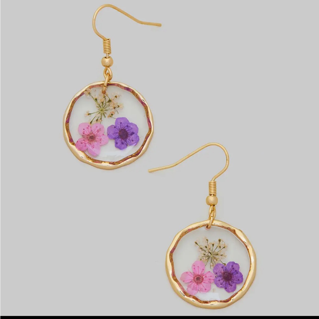 721. Round Floral Pendant Earrings